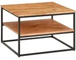 COUCHTISCH Massivholz Metall 60x60x41cm mit Stauraum Industrial Design