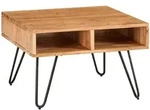 COUCHTISCH Akazie Massivholz Metall, Quadratisch, 60x60x40cm, Braun mit Stauraum