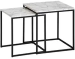 BEISTELLTISCH Set &ndash; 2-teilig Marmoroptik Wei&szlig; Metall Schwarz modern