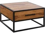 COUCHTISCH Massivholz Metall Industrial Design 65x38x65cm Braun