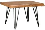 COUCHTISCH in Braun aus Massivholz mit Baumkante und Metallbeinen, 56x38x51cm