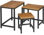 BEISTELLTISCH Set &ndash; 3-teilig Massivholz Metallbeine Braun