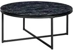COUCHTISCH mit Marmoroptik und Metall-Gestell, Rund, Schwarz 80x80x35 cm