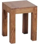 BEISTELLTISCH Massivholz Landhausstil Design MUMBAI, Dunkelbraun 35x35x45 cm