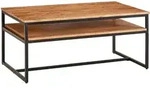 COUCHTISCH Massivholz Metall 100x60x45 cm, Industrial Design mit Stauraum