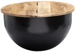 COUCHTISCH, Schwarz, Mango-Massivholz und Metall, Industrial-Style, 60x34x60cm,