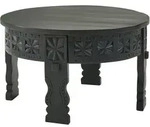 COUCHTISCH Schwarz Mango Massivholz Rund 60x36x60 cm Orientalisch
