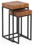 BEISTELLTISCH Set &ndash; 2-teilig Massivholz Metallgestell schmal