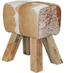 SITZHOCKER &ndash; Ziegenfell, 40x30x47 cm, Turnbock-Design, Braun/Wei&szlig;