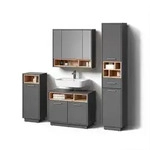 BADM&Ouml;BEL-SET Temo, Anthrazit, 4-teilig