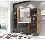 Badm&ouml;bel-Set 5-tlg. Madrit mit LED ca. 120 cm Eiche/Schwarz