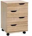 ROLLCONTAINER &ndash; Sonoma, 40x60x40 cm, 3 Schubladen, Rollen, f&uuml;r B&uuml;ro