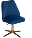 DREHSTUHL Samt mit Lehne und ohne Rollen, Blau 46x47x100 cm