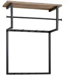 WANDGARDEROBE Mango Massivholz Metall Modern 60x76x26 cm mit Hakenleiste, Ablage und