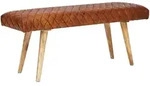 SITZBANK &ndash; Leder/Massivholz, 115x53x38 cm, Braun, ohne Lehne