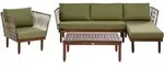 LOUNGE-SET mit Tisch 4-Sitzer Akazienholz linksseitig Dunkelbraun/Gr&uuml;n Cremona