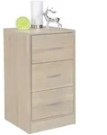 NACHTTISCH Holz 3 Schubladen Extra Hoch FOGGIA, Sonoma 38x35x68 cm