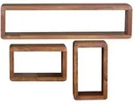 WANDREGAL Set BOHA Massivholz Viereckig Landhausstil, Dunkelbraun 80x15x20 cm