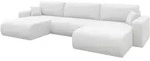 WOHNLANDSCHAFT mit Schlaffunktion und Bettkasten BERY-U 377x193x88 Wei&szlig; Boucl&eacute;