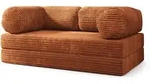 BETTSOFA ALVIO aus Schaumstoff Cordstoff Braun Schlaffunktion
