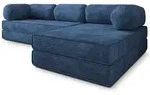 ECKSOFA ETERA modulares Boneless Sofa mit Schlaffunktion Blau Cordstoff