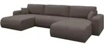 WOHNLANDSCHAFT mit Schlaffunktion und Bettkasten BERY-U 377x193x88 Braun Boucl&eacute;