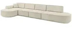 ECKSOFA Ottomane Links MARI-L3-v3 - 413x171x83 cm Ecru Velours