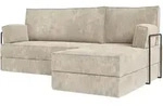 ECKSOFA NOTIA modulares Boneless Sofa mit Schlaffunktion Creme Cordstoff