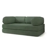 BETTSOFA EIREN aus Schaumstoff Bucle-Stoff Gr&uuml;n Schlaffunktion