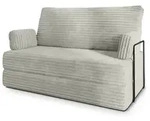 BETTSOFA LADIA aus Schaumstoff Cordstoff Hellgrau Schlaffunktion
