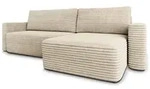 ECKSOFA TELIN Creme Kordstoff mit Schlaffunktion