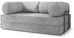 BETTSOFA ALVIO aus Schaumstoff Cordstoff Hellgrau Schlaffunktion