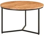 COUCHTISCH Rund Klein aus Akazie Massivholz mit Metall Design, 60x60x38 cm