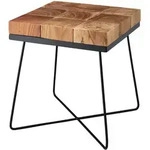 BEISTELLTISCH &ndash; Akazie Massivholz braun, Metallgestell, 45x45x51 cm, quadratisch