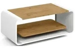 COUCHTISCH Sora in Lancelot Eiche mit abgerundetem wei&szlig;em Metallgestell 100/50/41 cm