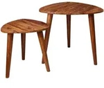 BEISTELLTISCH Set &ndash; 2-teilig, Massivholz braun, schmal