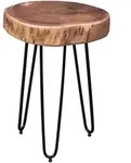 BEISTELLTISCH Massivholz Rund Baumkante BAGLI, Akazie 35x35x45 cm