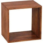 BEISTELLTISCH Massivholz Cube Regal Landhausstil MUMBAI, Dunkelbraun 43x33x43 cm