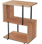 BEISTELLTISCH &ndash; Akazie Metall S-Form 45x60x30 cm