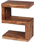 BEISTELLTISCH Massivholz S Cube Landhausstil Design MUMBAI, Dunkelbraun 30x44x60 cm