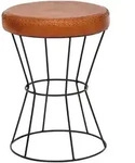 SITZHOCKER &ndash; Echtleder/Metall, 35x48x35 cm, rund, modern