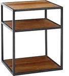 NACHTTISCH &ndash; Massivholz/Metall, 40x50x35 cm, hoch, Ablage, Industrial-Stil