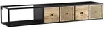 LOWBOARD H&auml;ngend Mango Massivholz Metall Modern Stil 150x25x35 cm Schwarz mit Wiener