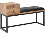 SITZBANK &ndash; Ziegenleder/Metall, 100x60x35 cm, Schwarz, mit Stauraum