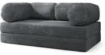 BETTSOFA ALVIO aus Schaumstoff Cordstoff Grau Schlaffunktion