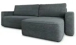 ECKSOFA TELIN Grau Kordstoff mit Schlaffunktion