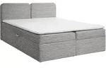 KONTINENTALBETT Lars 140x200 cm mit Topper, Bonnelmatratze, Cord-Stoff, Hellgrau