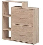 SCHUHKIPPER &ndash; Sonoma Eiche, 85x24x93 cm, 2 F&auml;cher, f&uuml;r ca. 12 Paar Schuhe