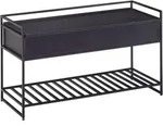 SITZBANK Massivholz Metall Stauraum Schuhablage, Schwarz 90x38x52 cm