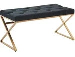 SITZBANK &ndash; Samt/Metall, Schwarz, 90x46x44 cm, Chesterfield-Stil
